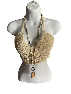 Onesize Crochet Bralette Top in Creme. CL/GR04.